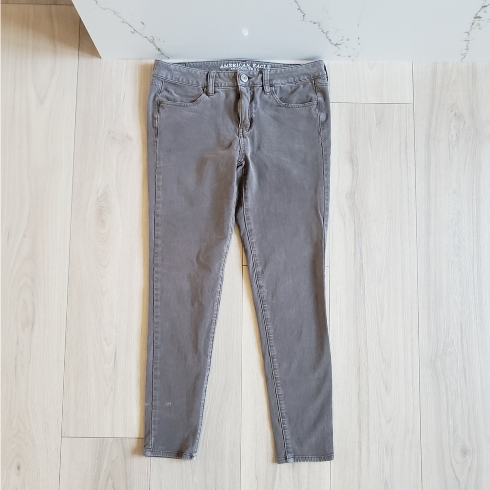 American Eagle Jegging Womens 10 Gray AEO Sateen X4 Stretch Skinny Pants